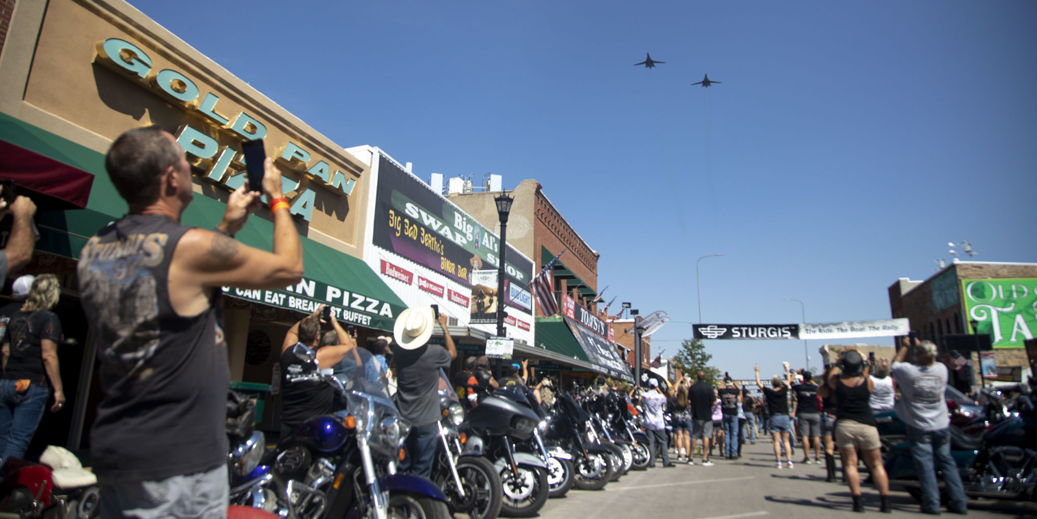B-1 Bombers roar over the rally